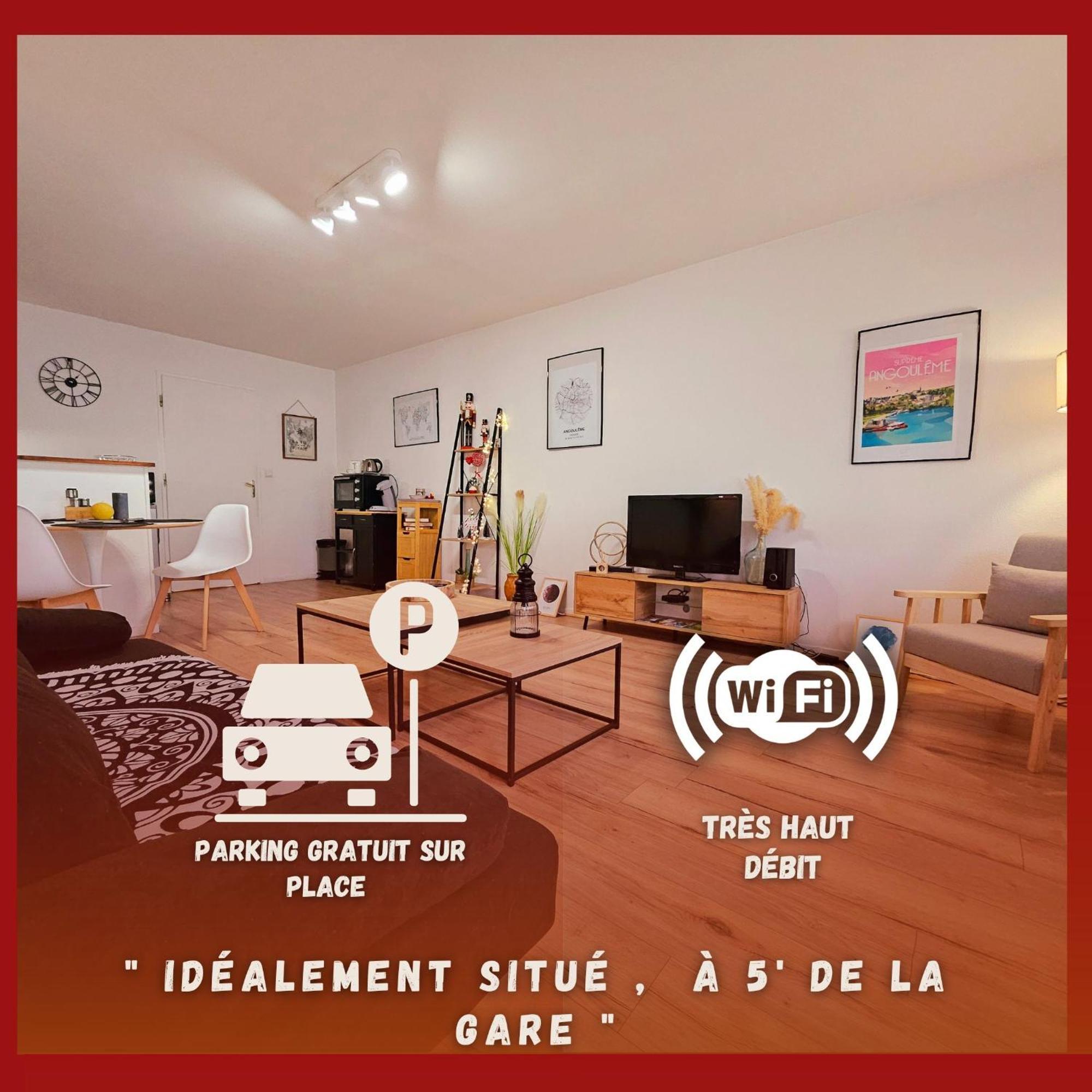 Appartement Cosy Proche Gare - Fibre Optique Et Parking Angoulême Esterno foto